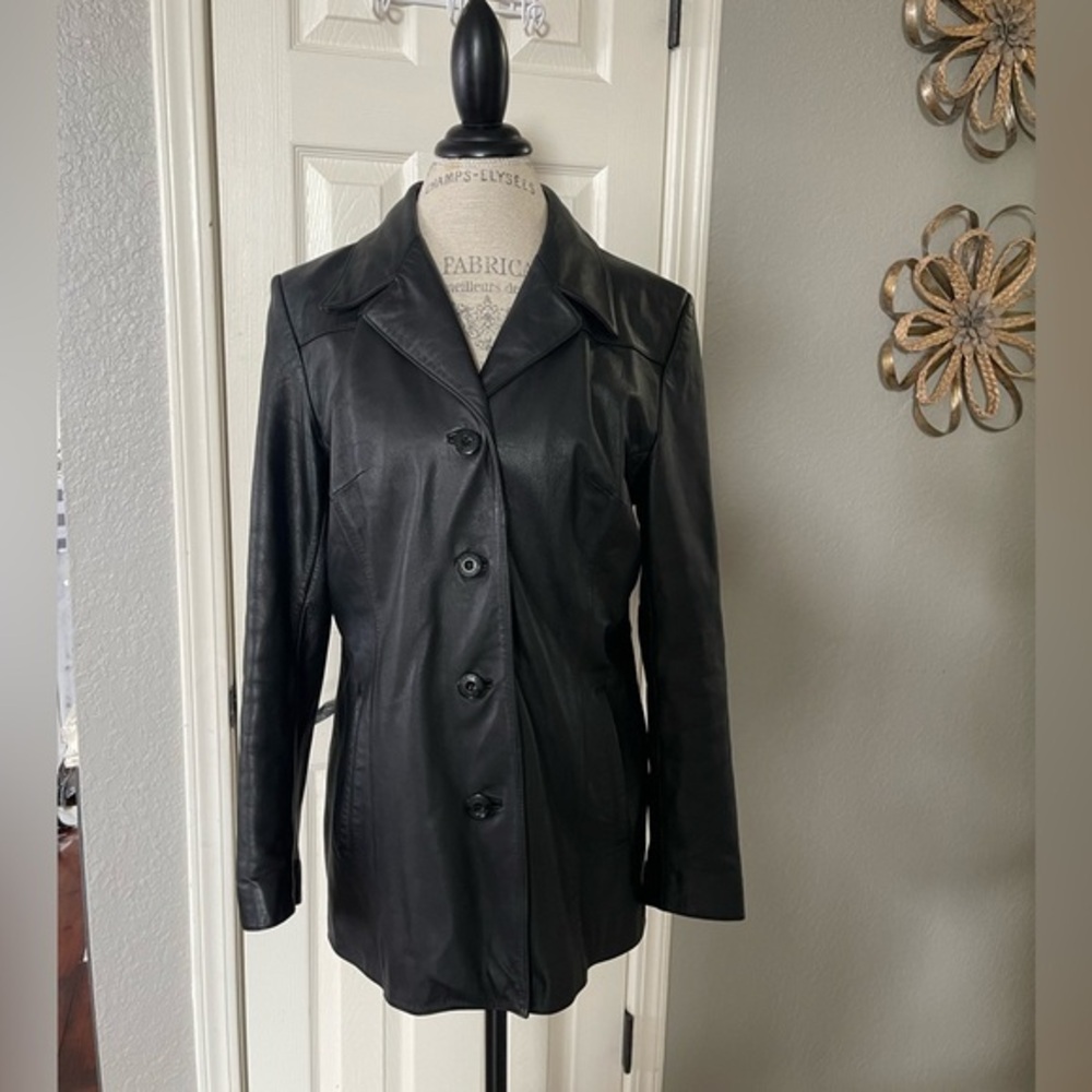 Wilson’s Leather Black 100% Leather Coat Size Large